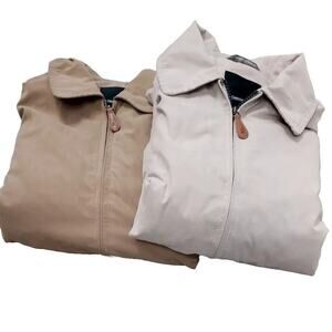 Lot of 2 London Fog Men Golf Jacket Windbreaker Bomber Casual Full Zip Soft Sz M